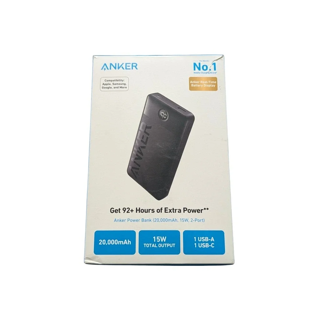Qq9U Anker Power Bank (20000mAh, 15W, USB-A+USB-C Input/Output, 2-Port) Black ⬇️